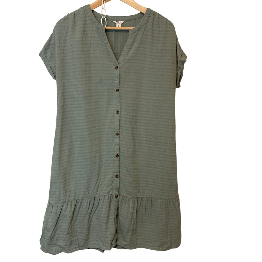 Sonoma Small Womens Dress Teal Green Blue Button V-Neck Short Dolman Sleeve Mini